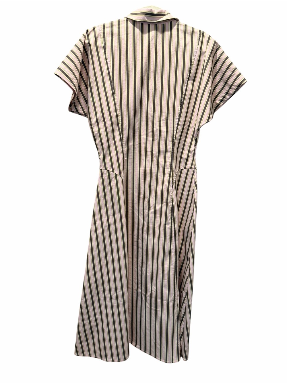 Anthropologie Exquise Midi Shirt Dress - Pink/Green/Brown Stripe, MEDIUM - Picture 3 of 5